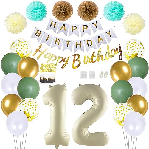 Daimay 12 Geburtstag Deko Frauen Mann Grün Beige Geburtstag Luftballon Dekoration Gold Weiß Party Deco Happy Birthday Girlande 12 Jahr Geburtstagdeko Ballons Pompons Konfetti Luftballons Tortenaufsatz Daimay 12 Geburtstag Deko Frauen Mann Grün Beige Geburtstag Luftballon Dekoration Gold Weiß Party Deco Happy Birthday Girlande 12 Jahr Geburtstagdeko Ballons Pompons Konfetti Luftballons Tortenaufsatz von Daimay