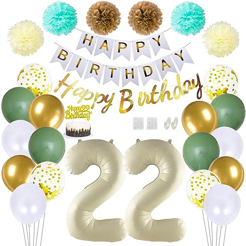 Daimay 22 Geburtstag Deko Frauen Mann Grün Beige Geburtstag Luftballon Dekoration Gold Weiß Party Deco Happy Birthday Girlande 22 Jahr Geburtstagdeko Ballons Pompons Konfetti Luftballons Tortenaufsatz Daimay 22 Geburtstag Deko Frauen Mann Grün Beige Geburtstag Luftballon Dekoration Gold Weiß Party Deco Happy Birthday Girlande 22 Jahr Geburtstagdeko Ballons Pompons Konfetti Luftballons Tortenaufsatz von Daimay