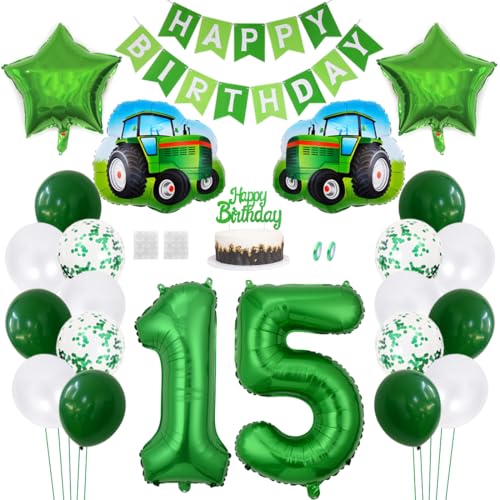 Daimay Traktor Geburtstag Deko 15 Jahre Auto Foil Balloon Happy Birthday Banner Trecker Luftballons Bauernhof Geburtstagsdeko Grün Folienballon Traktor Bagger Tortendeko für Jungen Party Dekoration Daimay Traktor Geburtstag Deko 15 Jahre Auto Foil Balloon Happy Birthday Banner Trecker Luftballons Bauernhof Geburtstagsdeko Grün Folienballon Traktor Bagger Tortendeko für Jungen Party Dekoration von Daimay