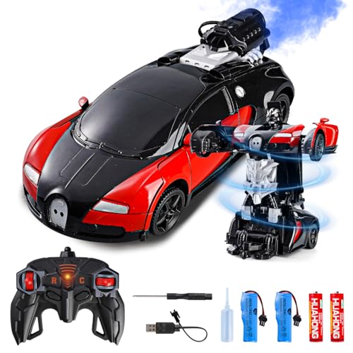 Daioller Ferngesteuertes Auto Roboter, verwandelbar, ferngesteuerter Roboter mit LED-Licht & Musik, RC Auto mit Sprühgerät für Kinder von 4 5 6 7 8 9 Jahren von Daioller