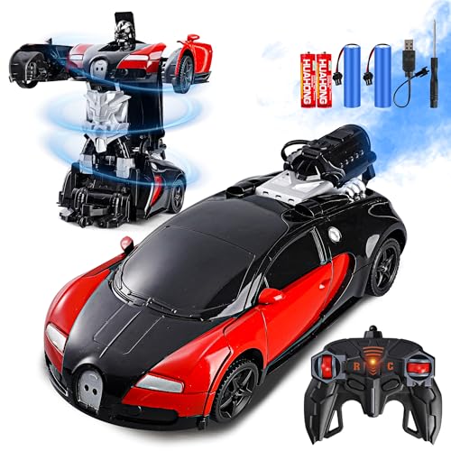 Daioller Ferngesteuertes Auto für Kinder, Roboterfahrzeug, umwandelbar, Spielzeug für Fahrzeug, wiederaufladbar, mit 360-Grad-Rotation, Roboter für Kinder mit Sprühnebel, Jungen von 5, 6, 7, 8, 9 von Daioller