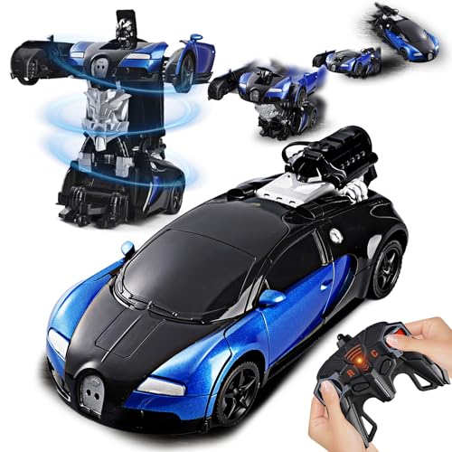 Daioller Spielzeugauto Roboter verformt, ferngesteuertes Auto Umbau für Kinder, ferngesteuertes Auto mit Sprayer/Musik/LED-Lichtern, Rennwagen für Jungen und Mädchen 3 4 5 6 7+ Jahre von Daioller