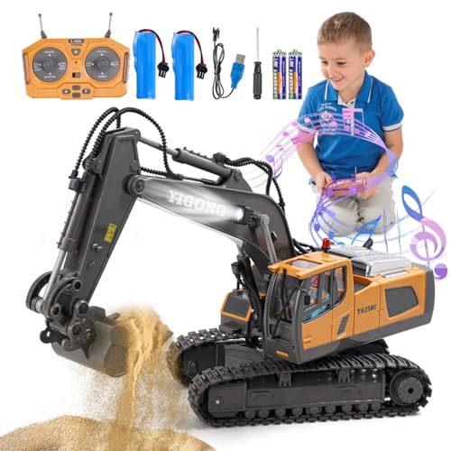 Ferngesteuertes Baggerspielzeug für Kinder, RC-Bagger mit Metallschaufel, wiederaufladbare Baufahrzeuge, Hydraulikbagger 680° drehbar, Baggerspielzeug für Jungen ab 6 Jahren, 100 Minuten/Licht/Sound Ferngesteuertes Baggerspielzeug für Kinder, RC-Bagger mit Metallschaufel, wiederaufladbare Baufahrzeuge, Hydraulikbagger 680° drehbar, Baggerspielzeug für Jungen ab 6 Jahren, 100 Minuten/Licht/Sound von Daioller