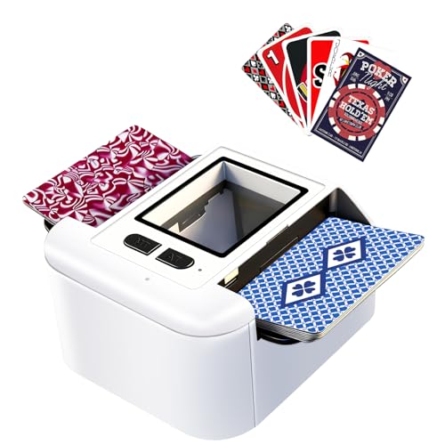 Daipaoer Automatischer Kartenmischmaschine Elektrisch, Mischmaschine Karten mit 2000mAh für 1-2 Decks, Geräuscharmer Kartenmischer für Phase 10, Texas Hold'em, Poker, UNO, Blackjack, Kartenspiele von Daipaoer