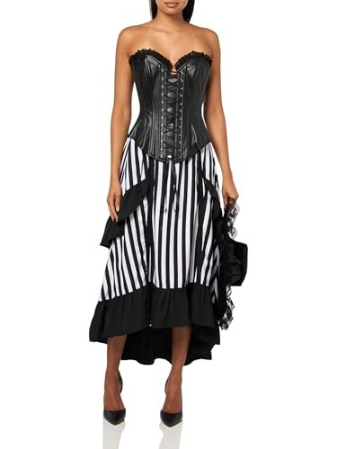 Daisy corsets Damen-Korsett-Kostüm, obere Schublade, schwarz/weiß gestreift, Schwarz/Weiß, XL von Daisy Corsets