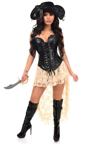 Daisy corsets Piraten-Korsett für Damen, 4-teilig, elfenbeinfarbene Spitze, Premium-Kostüm, Elfenbein, 6XL Große Größen von Daisy Corsets