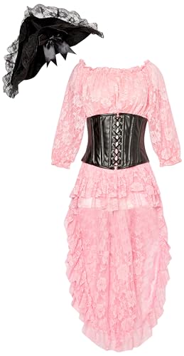 Daisy corsets Top Drawer Piraten-Korsett, 4-teilig, Rosa, pink/schwarz, 2X von Daisy Corsets