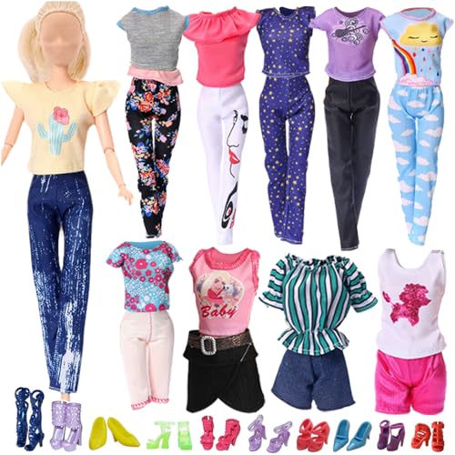Daity Kleider für Puppen, 10 Fashion Kleider Hose mit 10 Paar Schuhen für 11,5 Zoll Mädchen Puppen von Daity