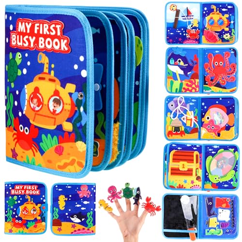 Dajidafu Quiet Book mit 3D Meeres Thema, Busy Board ab 1 Jahr Montessori Spielzeug Baby Activity Board Busy Book Montessori Busy Board Filzbuch Montessori Montessori Spielzeug ab 1 2 3 4 Jahr von Dajidafu