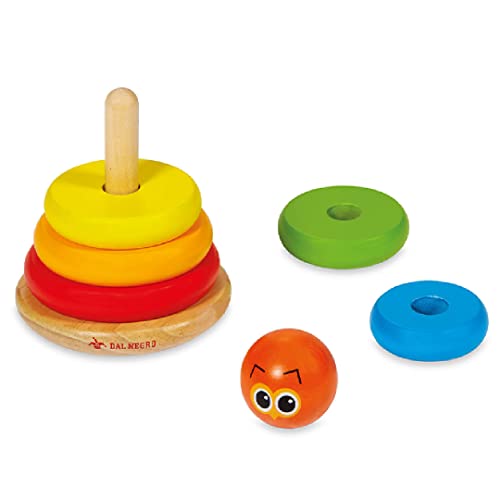Dal - Bubo die Eule, klassisches Holzspielzeug mit stapelbaren Ringen, geeignet für Kinder ab 18 Monaten. von Dal Negro