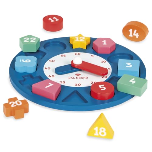 Dal -Clock and Blocks Holzuhr Lernen Sie die Zeit zu erkennen. Geeignet für Kinder ab 3 Jahren, 54098 von Dal Negro