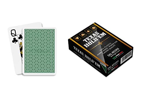 Dal Texas Hold'em Casino Qualität, professionelles Pokerdeck, plastisiert und wasserdicht, 1 Deck mit 55 Jumbo-Index mit Jolly, grüner Rückseite, hergestellt in Italien von Dal Negro
