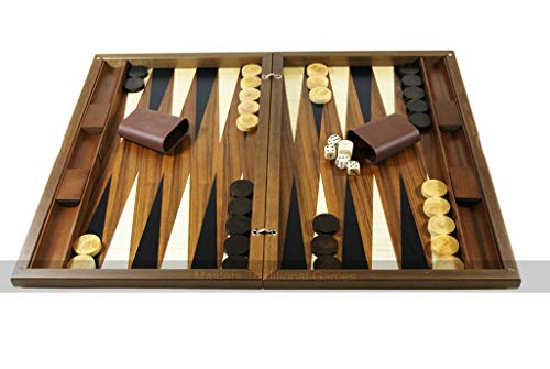 Dal Negro London Walnut 20-inch Backgammon Set with Inlaid Playing Surface, Accessories Included von Dal Negro