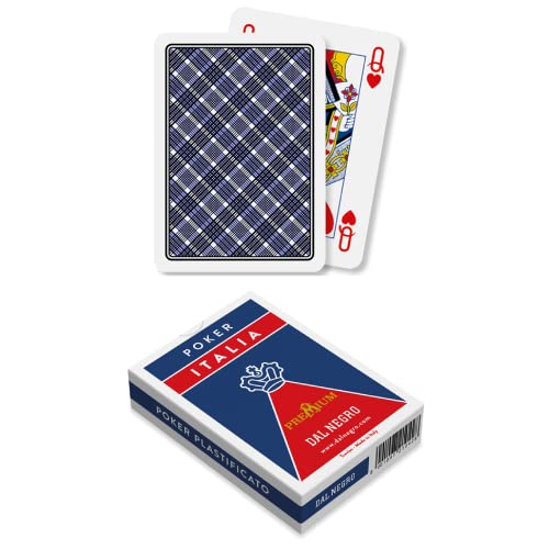 Dal Negro Poker-Blumenstrauß Italien, aus Duplex-Karton, 55 Karten mit Jolly, Rückseite blau, Made in Italy von Dal Negro