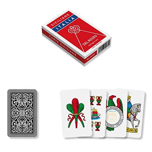 Dal Negro 10072 - Siziliane Italien regionale Spielkarten, Federmäppchen rot, 3 anni to 99 anni von Dal Negro