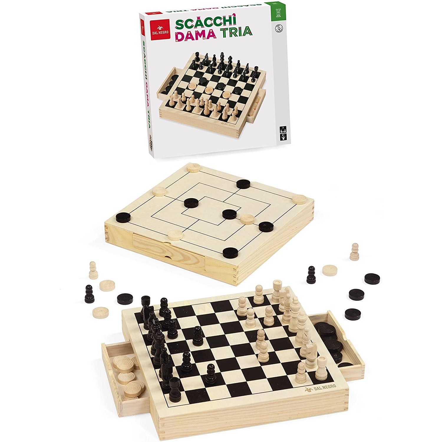 Gioco da Tavolo Dal Negro Scacchi Dama Tria Gioco da Tavolo Dal Negro Scacchi Dama Tria von Dal Negro