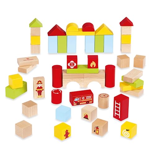 Dal - Fire Station Holzkonstruktionsspiel mit verschiedenen Formen, Farben und Größen. Geeignet für Kinder ab 3 Jahren von Dal Negro