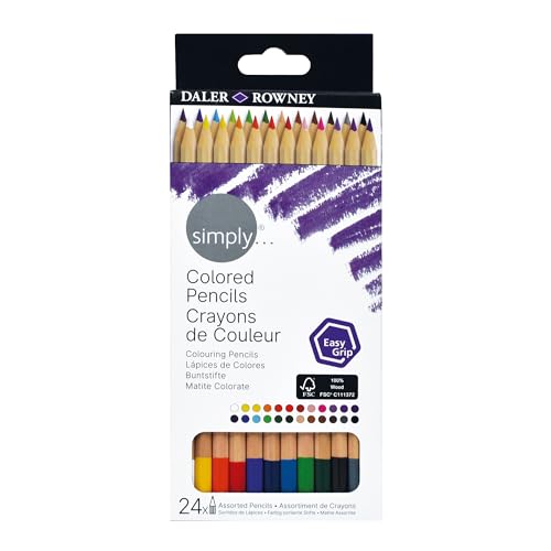 Daler Rowney Simply Hex Buntstift-Set, 24 verschiedene Farben, ideal für Anfänger und Hobbyisten von Daler Rowney