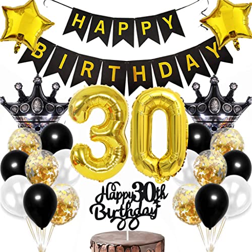 Dalettu 30. Geburtstag Dekoration, Luftballon 30. Geburtstag Männer Deko, Kuchendeko Geburtstag 30 Jahre Frauen, Happy Birthday Deko 30 Geburtstag Mann, Gold Geburtstagsdeko 30 Jahre Mann Frau Dalettu 30. Geburtstag Dekoration, Luftballon 30. Geburtstag Männer Deko, Kuchendeko Geburtstag 30 Jahre Frauen, Happy Birthday Deko 30 Geburtstag Mann, Gold Geburtstagsdeko 30 Jahre Mann Frau von Dalettu