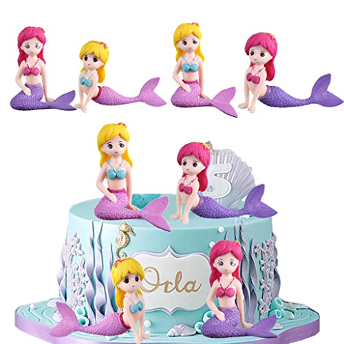 Dalettu 4 Stück Meerjungfrau Geburtstag Kuchen Dekoration, Figur Tortendeko, Cupcake Topper, Kuchendeko für Kinder Mädchen Baby Dusche Weihnachten Dalettu 4 Stück Meerjungfrau Geburtstag Kuchen Dekoration, Figur Tortendeko, Cupcake Topper, Kuchendeko für Kinder Mädchen Baby Dusche Weihnachten von Dalettu