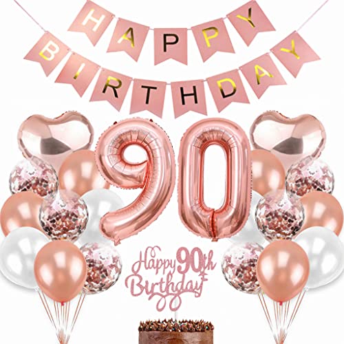 Dalettu Deko 90. Geburtstag Frau, Ballon 90. Geburtstag Deko Frauen, Geburtstagsdeko 90 Jahre Frau, Rosegold Tortendeko Geburtstag 90. Frau, Happy Birthday Banner Deko 90 Geburtstag Frauen Dalettu Deko 90. Geburtstag Frau, Ballon 90. Geburtstag Deko Frauen, Geburtstagsdeko 90 Jahre Frau, Rosegold Tortendeko Geburtstag 90. Frau, Happy Birthday Banner Deko 90 Geburtstag Frauen von Dalettu