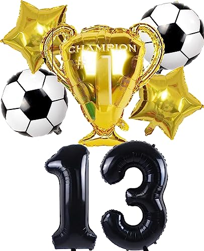Dalettu Fußball 13. Geburtstag Deko: 7 Stück Ballons, Schwarz, Fußball-Ballon-Set, Jahrestag, Jungen (13+), 13 Jahre Junge, Unisex Dalettu Fußball 13. Geburtstag Deko: 7 Stück Ballons, Schwarz, Fußball-Ballon-Set, Jahrestag, Jungen (13+), 13 Jahre Junge, Unisex von Dalettu