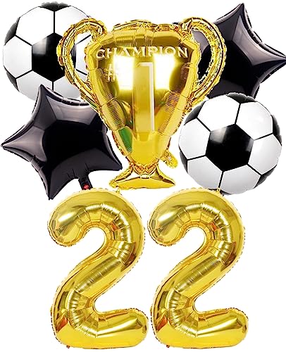 Dalettu Fußball 22. Geburtstag Deko Jahre Mann, Luftballons Fußball Geburtstagsdeko 22 Jahre Männer, Gold Riesen Folienballon Zahlen 22, Fußball Thema 22 Jahr Jahre Mann Party Deko Luftballons Dalettu Fußball 22. Geburtstag Deko Jahre Mann, Luftballons Fußball Geburtstagsdeko 22 Jahre Männer, Gold Riesen Folienballon Zahlen 22, Fußball Thema 22 Jahr Jahre Mann Party Deko Luftballons von Dalettu
