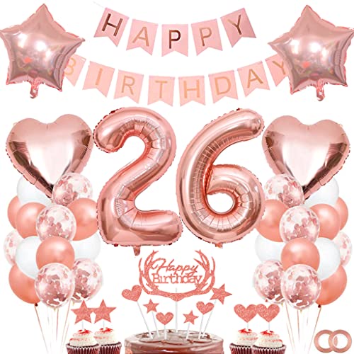 Dalettu Geburtstagdeko 26 Jahre Geburtstag Frau, Luftballon 26. Geburtstag Deko, Tortendeko Geburtstag 26. Frauen, Folienballon Zahl 26 Rosegold, Happy Birthday Girlande für 26. Geburtstag Party Deko Dalettu Geburtstagdeko 26 Jahre Geburtstag Frau, Luftballon 26. Geburtstag Deko, Tortendeko Geburtstag 26. Frauen, Folienballon Zahl 26 Rosegold, Happy Birthday Girlande für 26. Geburtstag Party Deko von Dalettu