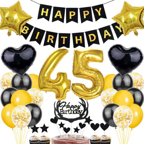 Dalettu Luftballon 45. Geburtstag Deko Mann, Schwarz Gold Geburtstagsdeko 45 Jahre Manner, Folienballon 45 Jahre Geburtstag Dekoration, Deko 45. Geburtstag Mann Frau, Tortendeko 45. Geburtstag Mann Dalettu Luftballon 45. Geburtstag Deko Mann, Schwarz Gold Geburtstagsdeko 45 Jahre Manner, Folienballon 45 Jahre Geburtstag Dekoration, Deko 45. Geburtstag Mann Frau, Tortendeko 45. Geburtstag Mann von Dalettu