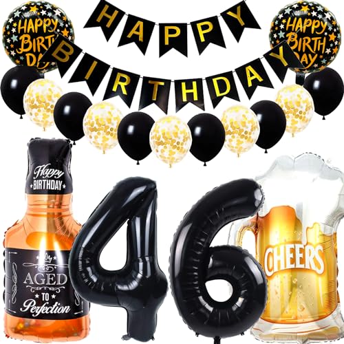 Dalettu Geburtstagsdeko 46 Jahre Mann Frau, Luftballon 46. Geburtstag Deko Männer, Folienballon Whiskey Bierglas Deko, Helium Ballon Weinflasche Bier für 46. Geburtstag Manner Party Dekoration Dalettu Geburtstagsdeko 46 Jahre Mann Frau, Luftballon 46. Geburtstag Deko Männer, Folienballon Whiskey Bierglas Deko, Helium Ballon Weinflasche Bier für 46. Geburtstag Manner Party Dekoration von Dalettu