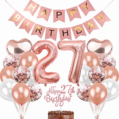 Dalettu Deko 27. Geburtstag Frau, Ballon 27. Geburtstag Deko Frauen, Geburtstagsdeko 27 Jahre Frau, Rosegold Tortendeko Geburtstag 27. Frau, Happy Birthday Banner Deko 27 Geburtstag Frauen Dalettu Deko 27. Geburtstag Frau, Ballon 27. Geburtstag Deko Frauen, Geburtstagsdeko 27 Jahre Frau, Rosegold Tortendeko Geburtstag 27. Frau, Happy Birthday Banner Deko 27 Geburtstag Frauen von Dalettu