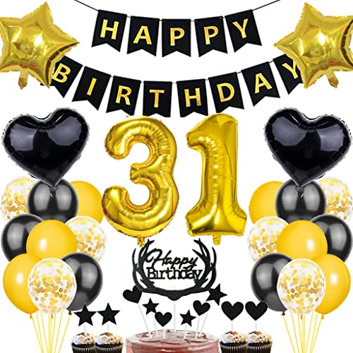 Dalettu Luftballon 31. Geburtstag Deko Mann, Schwarz Gold Geburtstagsdeko 31 Jahre Manner, Folienballon 31 Jahre Geburtstag Dekoration, Deko 31. Geburtstag Mann Frau, Tortendeko 31. Geburtstag Mann Dalettu Luftballon 31. Geburtstag Deko Mann, Schwarz Gold Geburtstagsdeko 31 Jahre Manner, Folienballon 31 Jahre Geburtstag Dekoration, Deko 31. Geburtstag Mann Frau, Tortendeko 31. Geburtstag Mann von Dalettu