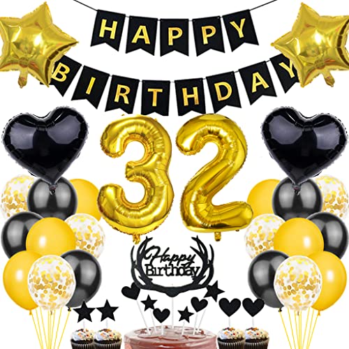 Dalettu Luftballon 32. Geburtstag Deko Mann, Schwarz Gold Geburtstagsdeko 32 Jahre Manner, Folienballon 32 Jahre Geburtstag Dekoration, Deko 32. Geburtstag Mann Frau, Tortendeko 32. Geburtstag Mann Dalettu Luftballon 32. Geburtstag Deko Mann, Schwarz Gold Geburtstagsdeko 32 Jahre Manner, Folienballon 32 Jahre Geburtstag Dekoration, Deko 32. Geburtstag Mann Frau, Tortendeko 32. Geburtstag Mann von Dalettu