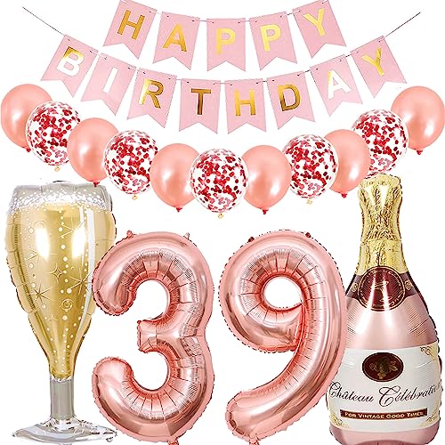 Dalettu Luftballon 39. Geburtstag Deko Frau, Folienballon Weinflasche Sektflasche Rose Gold Helium Ballon Deko, Geburtstagsdeko 39 Jahre Frauen, Happy Birthday Banner für 39 Jahr Geburtstag Party Deko Dalettu Luftballon 39. Geburtstag Deko Frau, Folienballon Weinflasche Sektflasche Rose Gold Helium Ballon Deko, Geburtstagsdeko 39 Jahre Frauen, Happy Birthday Banner für 39 Jahr Geburtstag Party Deko von Dalettu