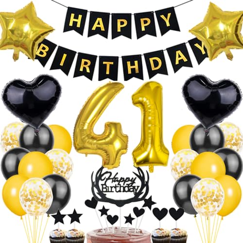 Dalettu Luftballon 41. Geburtstag Deko Mann, Schwarz Gold Geburtstagsdeko 41 Jahre Manner, Folienballon 41 Jahre Geburtstag Dekoration, Deko 41. Geburtstag Mann Frau, Tortendeko 41. Geburtstag Mann Dalettu Luftballon 41. Geburtstag Deko Mann, Schwarz Gold Geburtstagsdeko 41 Jahre Manner, Folienballon 41 Jahre Geburtstag Dekoration, Deko 41. Geburtstag Mann Frau, Tortendeko 41. Geburtstag Mann von Dalettu