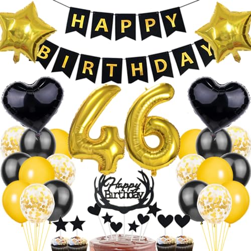 Dalettu Luftballon 46. Geburtstag Deko Mann, Schwarz Gold Geburtstagsdeko 46 Jahre Manner, Folienballon 46 Jahre Geburtstag Dekoration, Deko 46. Geburtstag Mann Frau, Tortendeko 46. Geburtstag Mann Dalettu Luftballon 46. Geburtstag Deko Mann, Schwarz Gold Geburtstagsdeko 46 Jahre Manner, Folienballon 46 Jahre Geburtstag Dekoration, Deko 46. Geburtstag Mann Frau, Tortendeko 46. Geburtstag Mann von Dalettu
