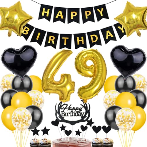 Dalettu Luftballon 49. Geburtstag Deko Mann, Schwarz Gold Geburtstagsdeko 49 Jahre Manner, Folienballon 49 Jahre Geburtstag Dekoration, Deko 49. Geburtstag Mann Frau, Tortendeko 49. Geburtstag Mann Dalettu Luftballon 49. Geburtstag Deko Mann, Schwarz Gold Geburtstagsdeko 49 Jahre Manner, Folienballon 49 Jahre Geburtstag Dekoration, Deko 49. Geburtstag Mann Frau, Tortendeko 49. Geburtstag Mann von Dalettu