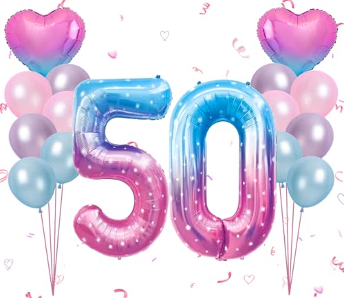 Dalettu Luftballon 50. Geburtstag Frauen Deko, Ballons Sternenhimmel Zahl 50 Luftballon, Latexballons HellRosa Blau Lila Herz Folienballon Zahl 50 für Männer Frauen 50. Geburtstag Party Deko Dalettu Luftballon 50. Geburtstag Frauen Deko, Ballons Sternenhimmel Zahl 50 Luftballon, Latexballons HellRosa Blau Lila Herz Folienballon Zahl 50 für Männer Frauen 50. Geburtstag Party Deko von Dalettu