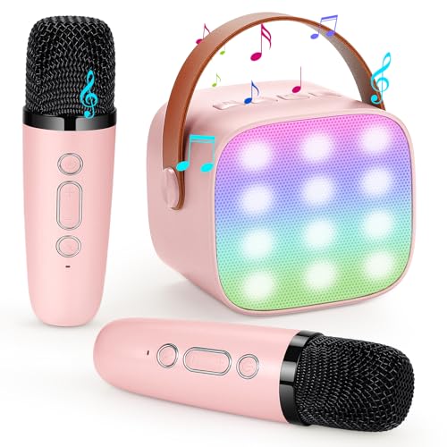 Damcyer Karaoke Maschine mit 2 Drahtlosen Mikrofonen, Tragbares Bluetooth Karaoke Maschine für Kinder Erwachsene, Tragbare Karaoke Maschine für Kinder und Anfänger, Sakura-Pulver Damcyer Karaoke Maschine mit 2 Drahtlosen Mikrofonen, Tragbares Bluetooth Karaoke Maschine für Kinder Erwachsene, Tragbare Karaoke Maschine für Kinder und Anfänger, Sakura-Pulver von Damcyer