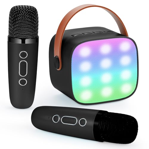 Damcyer Karaoke Maschine mit 2 Drahtlosen Mikrofonen, Tragbares Bluetooth Karaoke Maschine für Kinder Erwachsene, Tragbare Karaoke Maschine für Kinder und Anfänger, Schwarz Damcyer Karaoke Maschine mit 2 Drahtlosen Mikrofonen, Tragbares Bluetooth Karaoke Maschine für Kinder Erwachsene, Tragbare Karaoke Maschine für Kinder und Anfänger, Schwarz von Damcyer