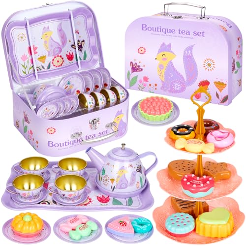 Damcyer Teeservice Kinder, 33 Pcs Tee Service Set Kinder, Teeservice, Teeparty-Set für Jungen und Mädchen, Teeparty Rollenspiel für kleine Mädchen Damcyer Teeservice Kinder, 33 Pcs Tee Service Set Kinder, Teeservice, Teeparty-Set für Jungen und Mädchen, Teeparty Rollenspiel für kleine Mädchen von Damcyer