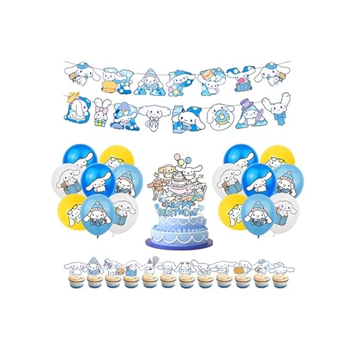 Damoff Kindergeburtstag Deko-Paket: Luftballons, Kuchen Deko, Girlande - Blau, Cartoon-Muster Damoff Kindergeburtstag Deko-Paket: Luftballons, Kuchen Deko, Girlande - Blau, Cartoon-Muster von Sudsty