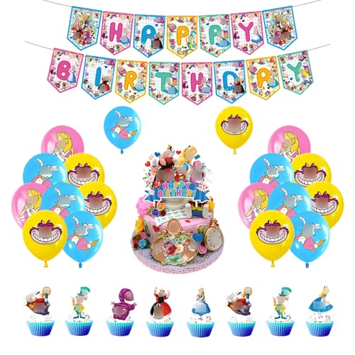 Damoff Kindergeburtstag Deko: 18 Luftballons, 1 Girlande, 13 Kuchen Topper - Cartoon-Muster in Rot, Blau Damoff Kindergeburtstag Deko: 18 Luftballons, 1 Girlande, 13 Kuchen Topper - Cartoon-Muster in Rot, Blau von Damoff