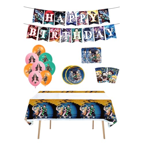 Damoff Cartoon Anime Geburtstag Partygeschirr: Tischdecke, Teller, Tassen, Servietten, Latexballons, Geburtstagsbanner Damoff Cartoon Anime Geburtstag Partygeschirr: Tischdecke, Teller, Tassen, Servietten, Latexballons, Geburtstagsbanner von Damoff