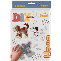 Hama 3449 - Kleine Geschenkpackung Hunde und Katze mit ca. 2000 Midi-Bügelperlen, Stiftplatten und Zubehör von Dan Import