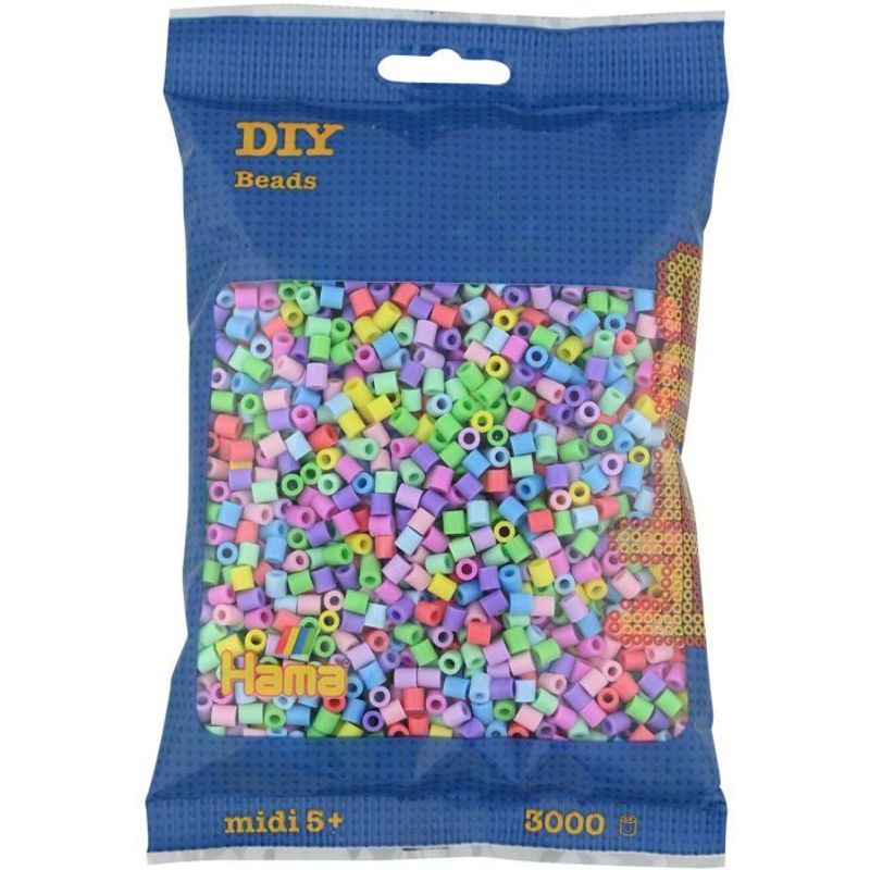 Hama® Bügelperlen Midi - Pastell Mix 3000 Perlen (6 Farben) von Dan Import