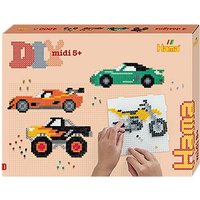 Hama 3162 - Bügelperlen Fahrzeuge, Geschenkpackung mit ca. 4.000 Midi-Perlen, 2 Stiftplatten, Motiv-Vorlage, Bügelpapier von Malte Haaning Plastic A/S