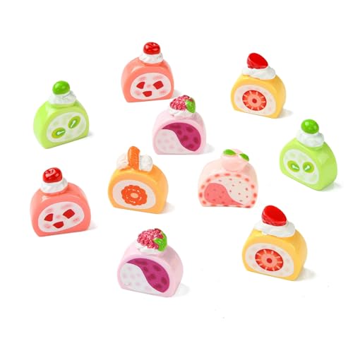DanLingJewelry 36 Stück Mini-Lebensmittel-Cabochons aus Kunstharz, 6 Stile, realistische Obstkuchen, künstliche süße Lebensmitteldekoration für Heimwerker, Handwerk, Puppenhaus, Miniatur-Displays von DanLingJewelry
