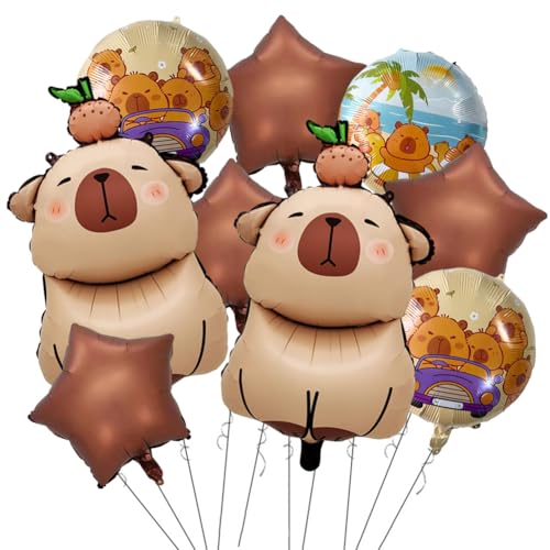 10PCS Capybara Aluminium Folie Ballon,Capybara Geburtstag Deko,Cartoon Tiere Luftballons,Cartoon Ballon Set,Geeignet für Kindergeburtstagsfeier Themenparty,Partydekorationen von Danbghyuo