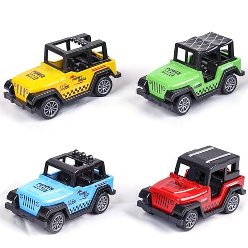 Danbghyuo 4 Stück Geländewagen Modellkollektion Legierung Pick-up Truck, Licht zurückziehen Auto Miniatur Home Decor Kind Weihnachten GeburtstagParty Geschenke von Danbghyuo
